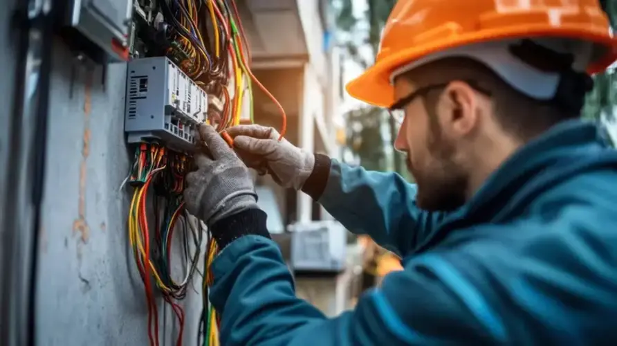 Elettricista che ripara un guasto elettrico in un'abitazione a Bologna