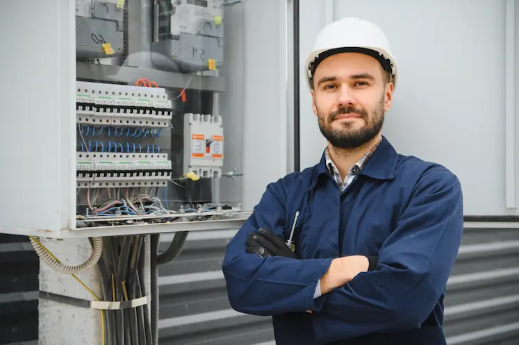 Elettricista al lavoro su un quadro elettrico a Bologna