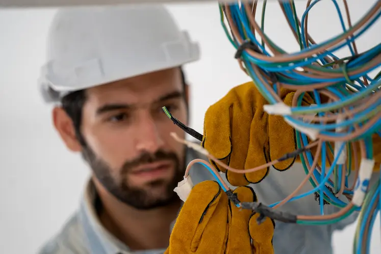 Elettricista al lavoro su un quadro elettrico a Zola Predosa